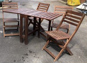 A set of four APPLARO wooden folding garden chairs, together with a matching folding table