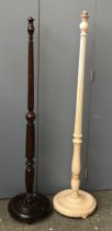 A cream painted turned wood standard lamp, approx 152cmH; together with one other standard lamp (2)