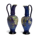 A pair of Royal Doulton tubeline stoneware vase, with rose pattern, stamped 7816K, incised with