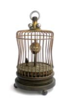 A reproduction brass birdcage automaton clock, 13.5cm high