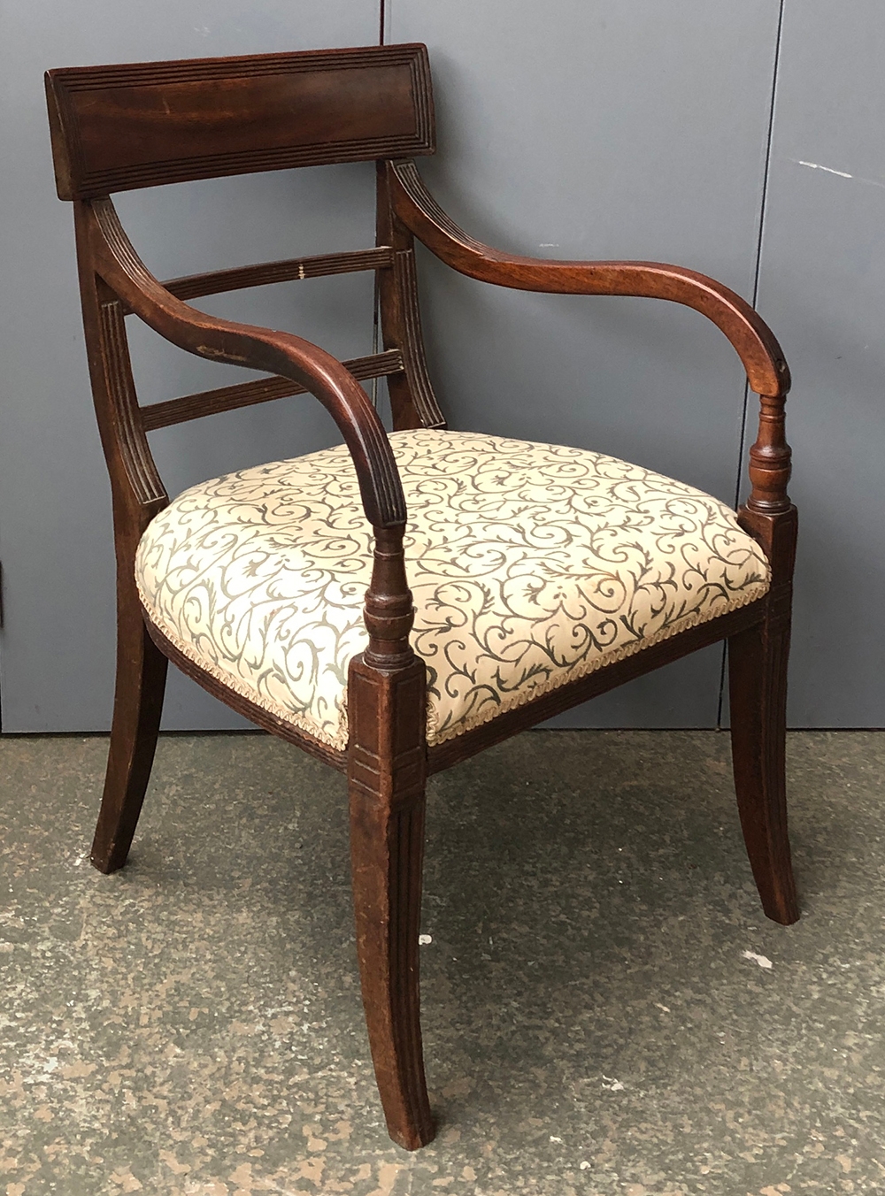 A carved stained beech open armchair in Louis XV taste; together with a Regency mahogany open - Image 2 of 2