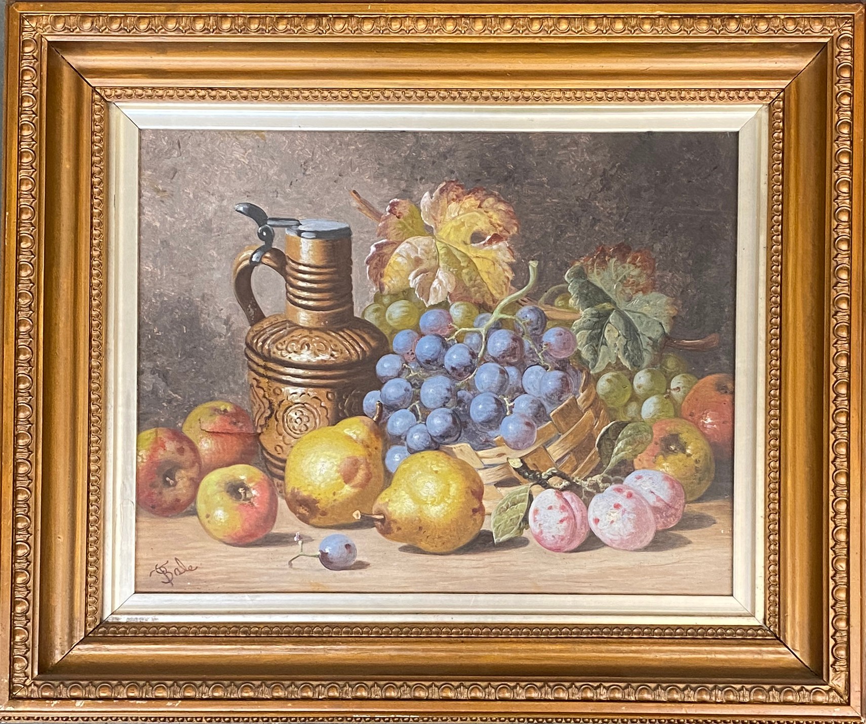 Charles Thomas Bale (1849-1925), still life of fruit with a stoneware flagon, oil on canvas, signed, - Image 2 of 3
