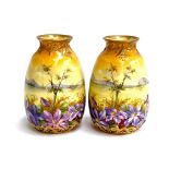 A pair of Royal Bonn vases, pattern D5793, 21cmH