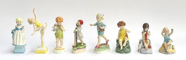 A complete set of seven Royal Worcester 'Days of the Week' children figurines, various dates, the