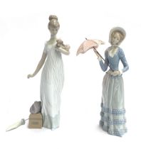 Two Lladro figurines: 'Aranjuez Little Lady' model no. 4879 and 'Travelling Companion', model no.