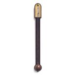 An 19th century Worthington of London mahogany stick barometer, domed top above a circular