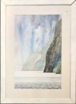 Antonia Phillips, 20th century watercolour, 'Milford Sound', 61x38cm