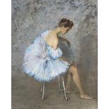 Katya Gridneva (b.1965), ballerina, oil on canvas, signed, 49x39cm