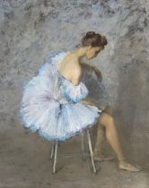Katya Gridneva (b.1965), ballerina, oil on canvas, signed, 49x39cm