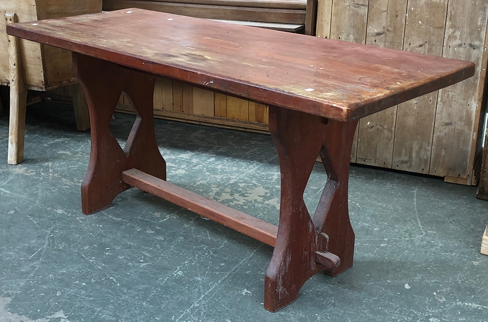 A modern kitchen table with refectory style base, 168x66x77cmH