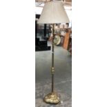 A heavy brass standard lamp, with pleated shade, 183cmH overall