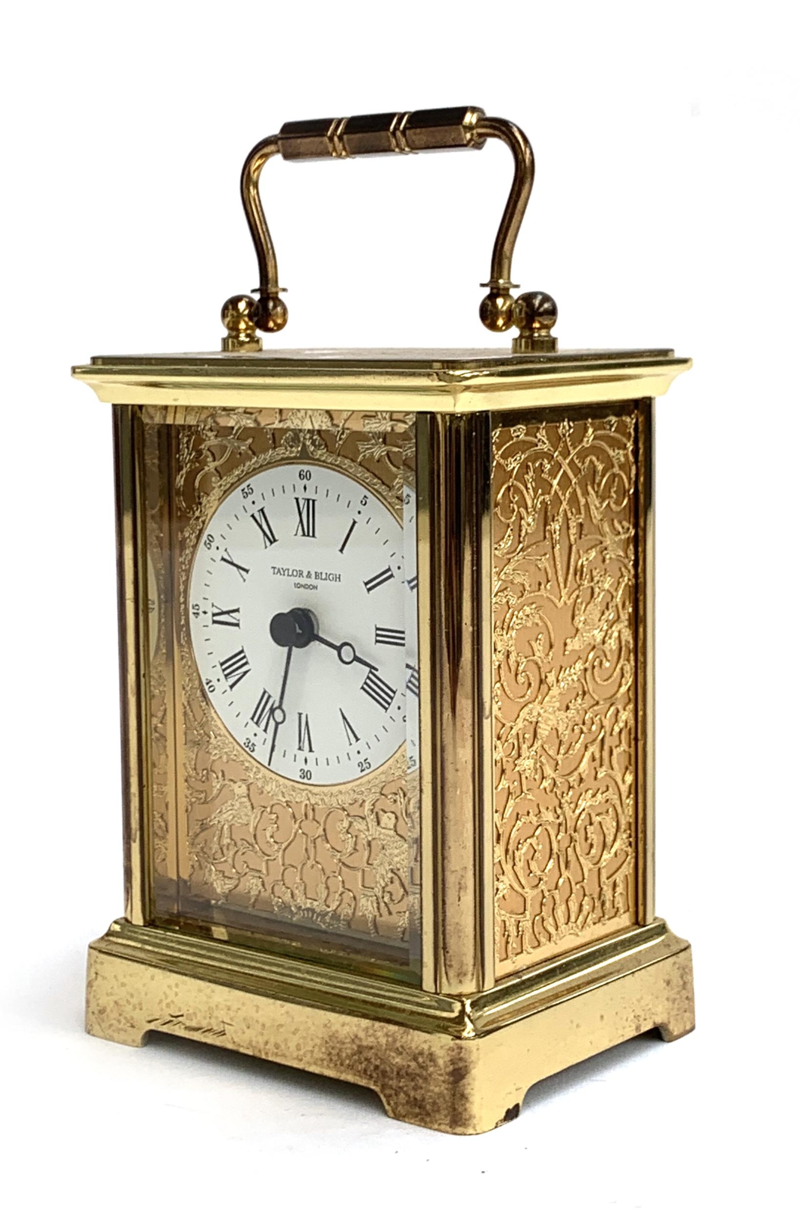 A gilt metal carriage clock, the dial signed Taylor & Bligh, 11cmH - Image 2 of 2