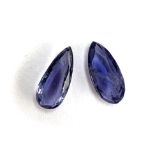 A pair of loose iolite stones, 2.2cts gross weight
