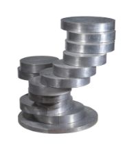 Maoro Mori (b.1965), a modern Italian metal veneered pedestal, formed of stacked discs, 73cm high