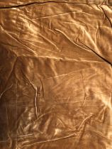 Two pairs of mustard/gold velvet curtains, lined, approx. approx 147cm drop, 105cm ungathered width;