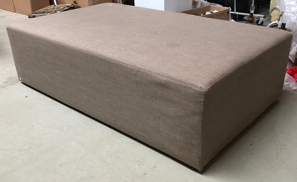 A very large contemporary upholstered centre stool, 172x102x48cmH