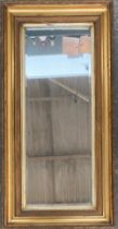 A rectangular gilt framed mirror, with bevelled glass, 103x52cm