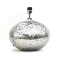 A Heathfield & Co. 'Galileo' silver glass table lamp, with shade, height to top of fitting 36cm rrp.