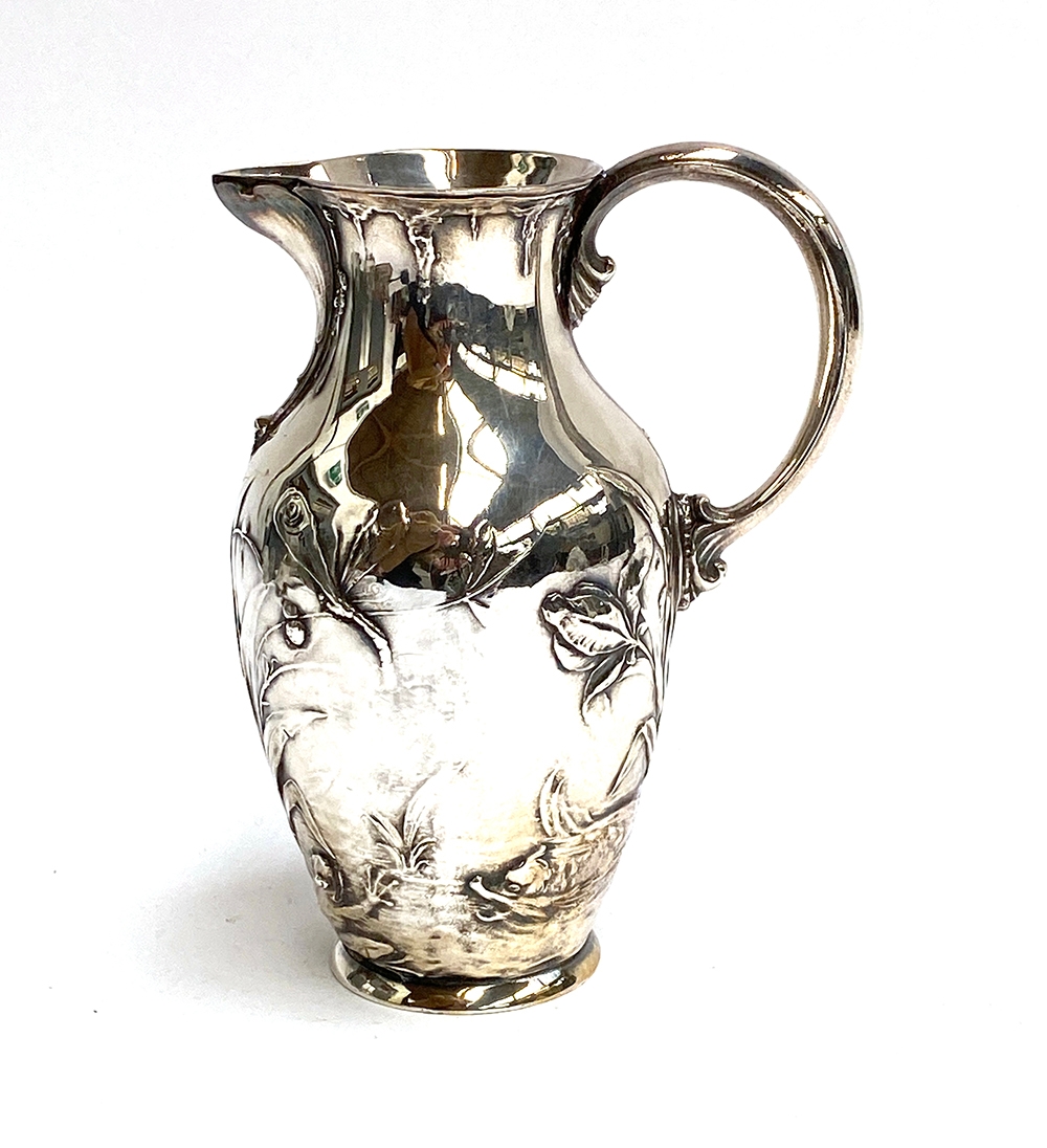 An Art Nouveau/Jugendstil WMF (Württembergische Metallwarenfabrik) silver jug, decorated with a - Image 2 of 3