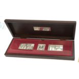 A cased set of three 'The Royal Standards' silver commemorative ingots for Elizabeth II Silver