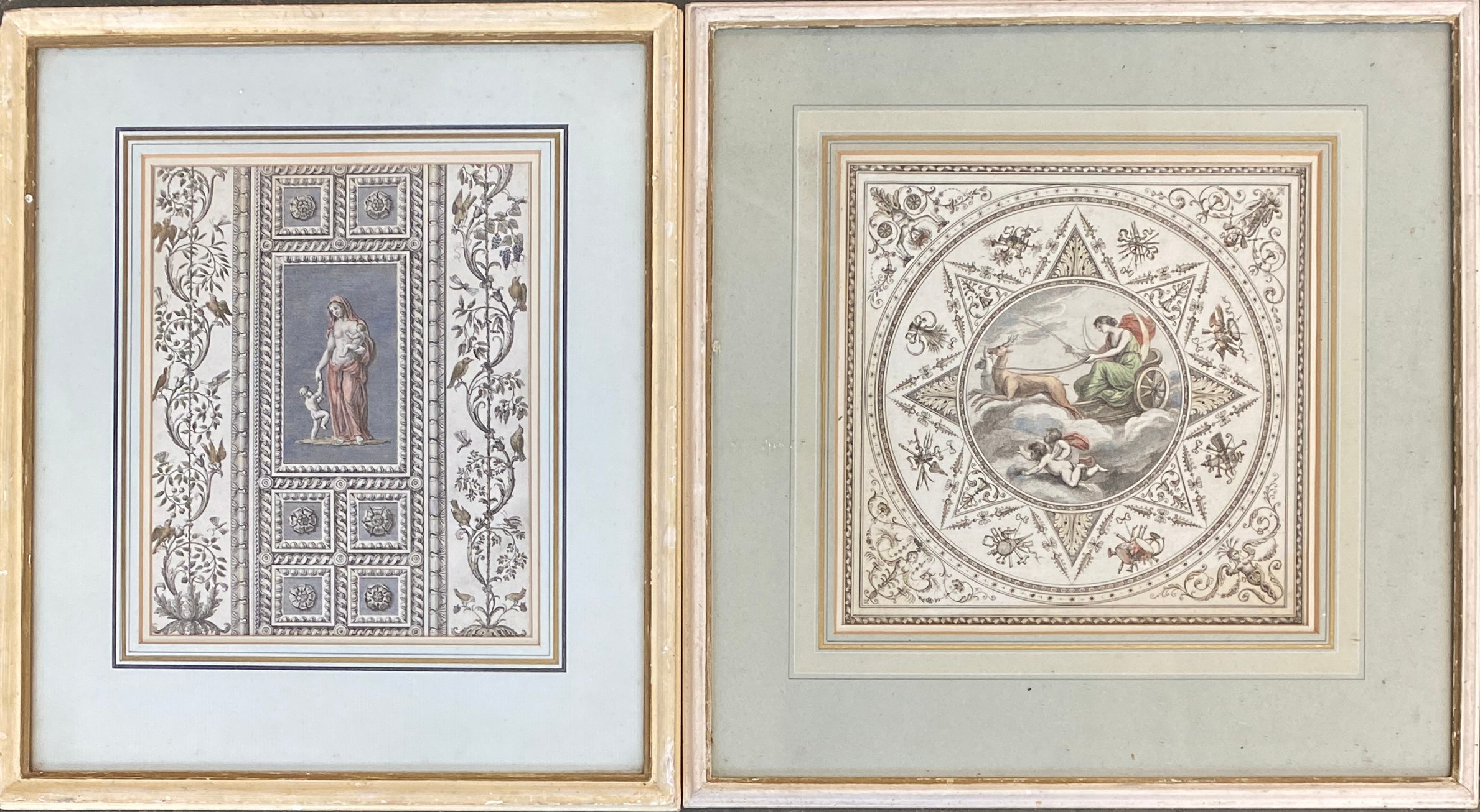 Michelangelo Pergolesi (1760-1801), two hand coloured engravings, being designs for low relief - Image 4 of 5