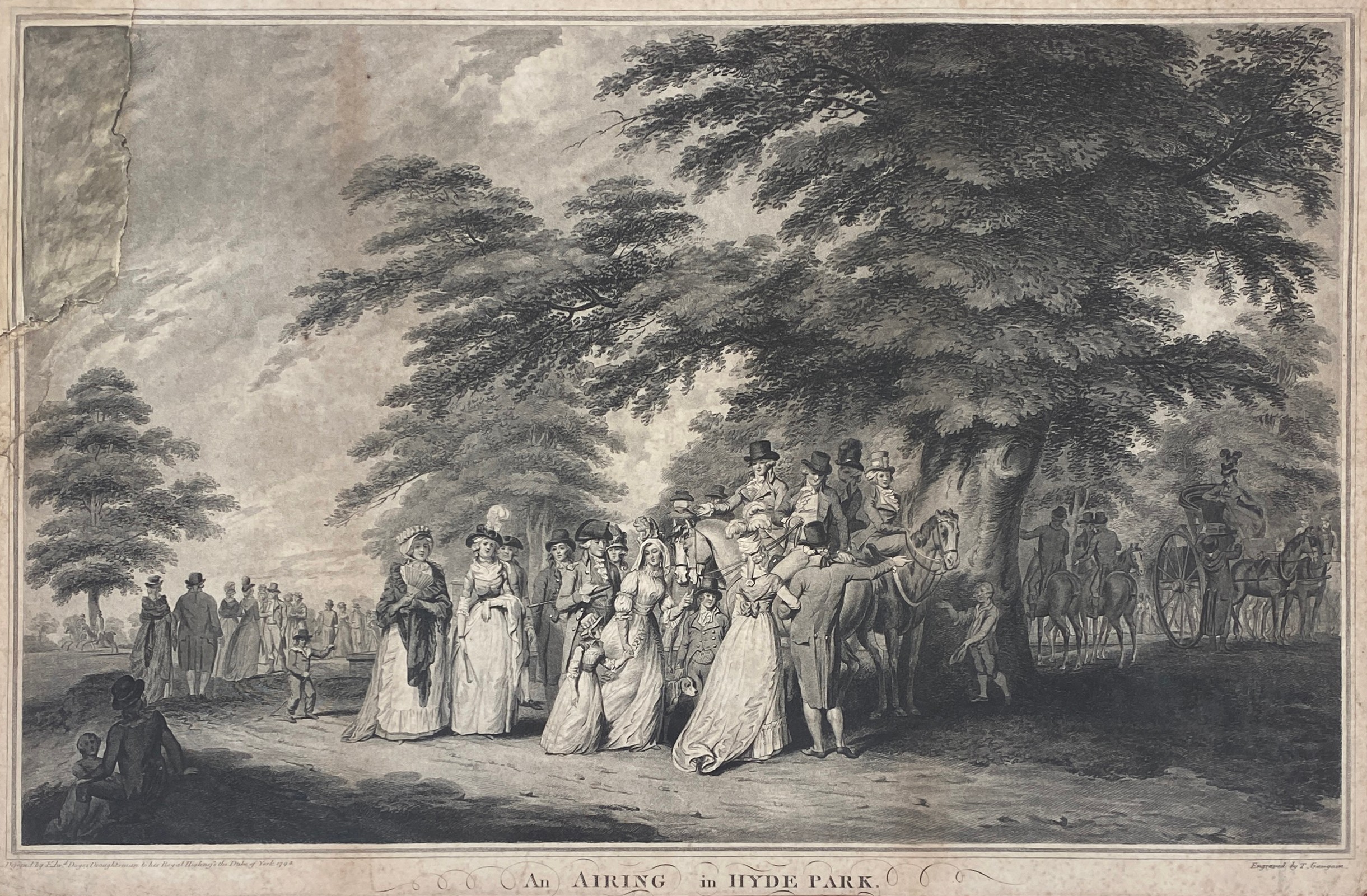 After Edward Dayes, two large late 18th century engravings, 'An Airing in Hyde Park' and 'The - Image 3 of 5