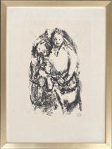 20th century lithograph, 'Mother', artists proof, signed indistinctly in pencil, 30x21cm