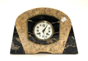 An art deco marble mantel clock, 35cmW, 24.5cmH