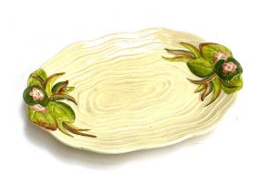 A Clarice Cliff for Newport pottery leaf shaped twin handled dish, 28cm wide