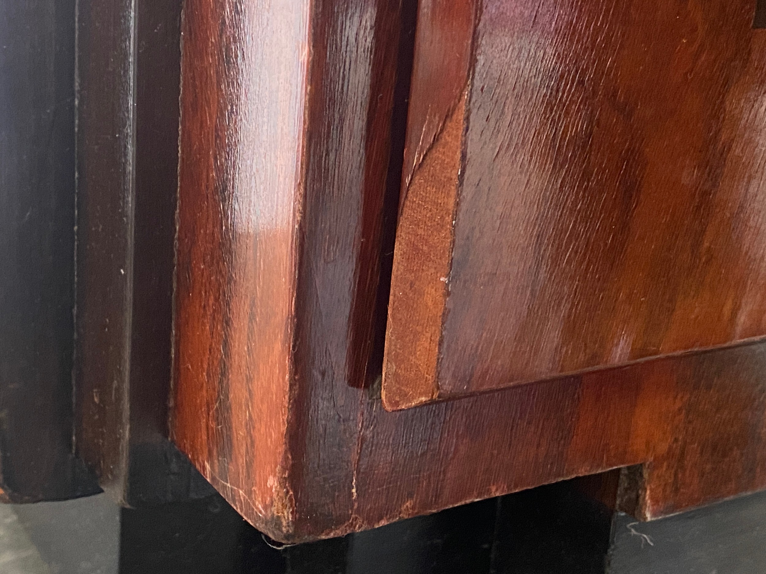 A French Art Deco maccasar ebony pedestal chest, stepped top, over a pair of cupboard doors and an - Image 3 of 11