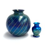 A Correia descent art glass vase of globular form, signed to base, 16cmH; together with a small vase
