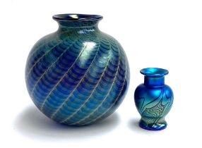 A Correia descent art glass vase of globular form, signed to base, 16cmH; together with a small vase