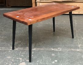 A mid century style coffee table on black dansette legs, 74x40x40cmH