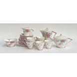A Shelley Apple Blossom art deco tea set, 28 pieces, comprising teapot, coffee pot, tea cups (6),