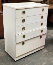 A mid century white chest of drawers, 76x45x99cmH