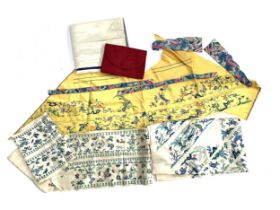 A collection of good Chinese silk embroidery, to include a late 19th/early 20th century uncut