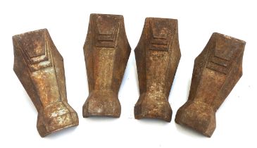 A set of four Art Deco cast iron bath feet, reg. number 794106