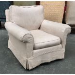 A modern duresta armchair upholstered in a cream fabric, 95cmW