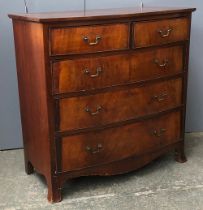 A 19th century bowfront chest of two over three drawers, 108x55x107cmH