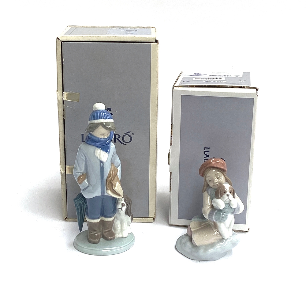 Two boxed Lladro figurines: 'I'll Keep You Warm' model no. 8265, 13cmH; and 'Winter' model no