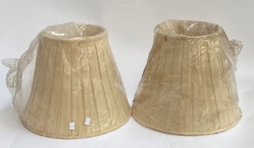 A pair of smart pleated silk lampshades, 41x33cmH