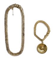 A vintage Hecho Mexico TNC gold plated silver collar necklace, together with a matching bracelet