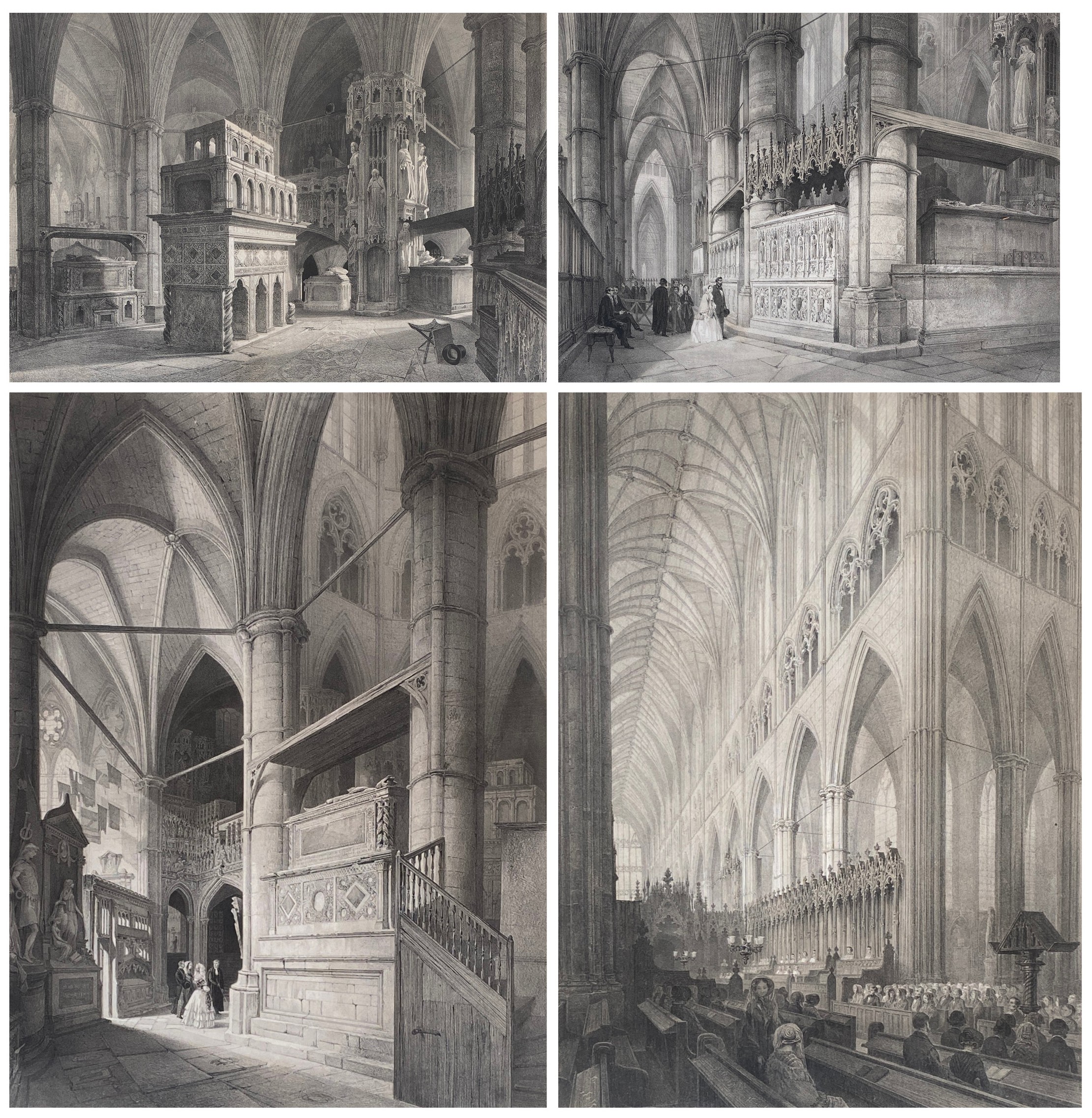 A set of four 19th century engravings after Jules Arnout (French, 1814-1868), published by Lemercier