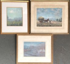 Peter WG Coombs (1929-2007), three pastel studies comprising horse and cart, urban landscape, and