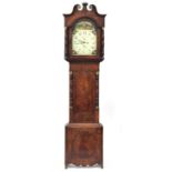 A mahogany long case clock, by Richards of Bilston, 8 day movement, broken swan neck pediment, the