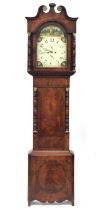 A mahogany long case clock, by Richards of Bilston, 8 day movement, broken swan neck pediment, the