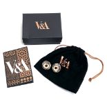 A pair of V&A Angela Caputi modernist clip earrings in box
