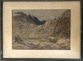 B Eyre Walker, watercolour of a mountain lake, signed lower left, 37.5x54.5cm