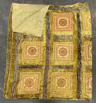 An Indian bedspread with mirrored sequin detail, approx. 220x220cm; together with a number of