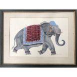 Annabel Fairfax (b.1957), 'Raja' contemporary watercolour and mixed media of an elephant, 33x49cm